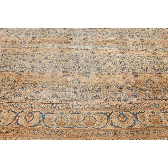 Authentic 19th Century Persian Kirman Handmade Wool Rug For Sale - Image 10 of 12