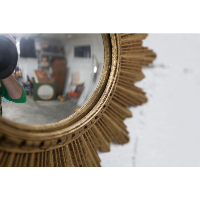 Gold Vintage Convex Witchs Eye Sunburst Mirror, 1960s For Sale - Image 8 of 18