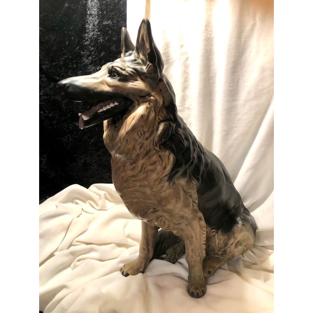 Mid 20th Century Life Size Lifelike Ceramic Shepherd Dog For Sale - Image 4 of 12