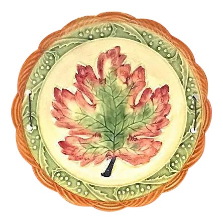 Vintage Majolica Leaf Plate For Sale