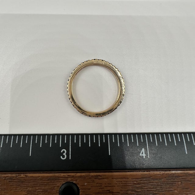 Early 21st Century Blue Sapphire Eternity Ring in 14kt Yellow Gold - 1.25mm, Size 6.5, New For Sale - Image 5 of 5