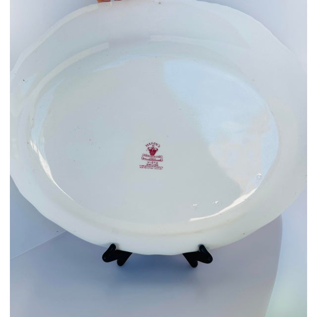 Mid 20th Century Vintage Mason's Ironstone Vista Pink Toile Platter For Sale - Image 5 of 6
