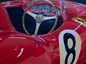 1954 Ferrari 750 Monza by Shan Fannin | Acrylic on Canvas Interior view of a classic race car.