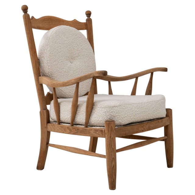 20th Century French Provincial Style Oak Armchair with Sculpted Back and Round For Sale - Image 15 of 18