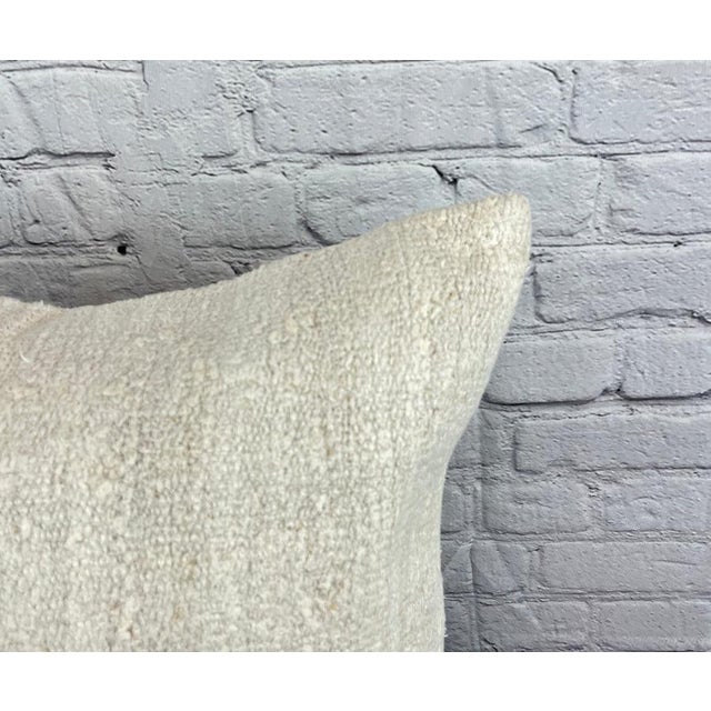 Turkish 20 x 20 Hemp Pillow Turkish Cushion Natural Grayish White Pillow Cushion Cover For Sale - Image 3 of 4