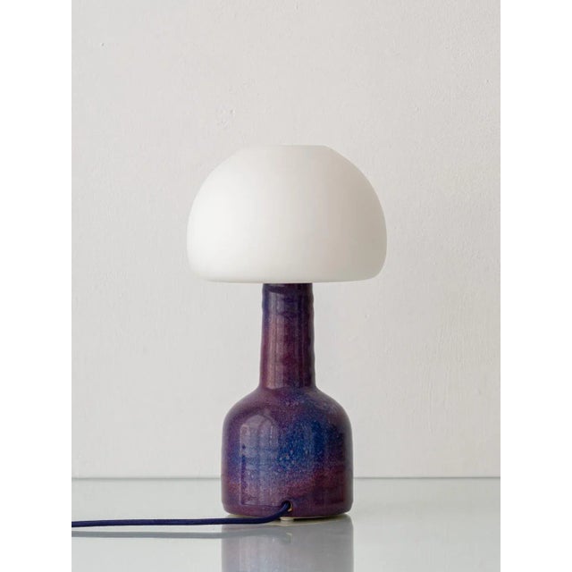 Mid-Century Modern Ceramic and Opaline Glass Table Lamp by Jaap Ravelli, 1950s For Sale - Image 11 of 12
