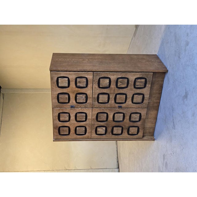 Brutalist Oak Cabinet with Patterned Doors, 1970s For Sale - Image 6 of 12