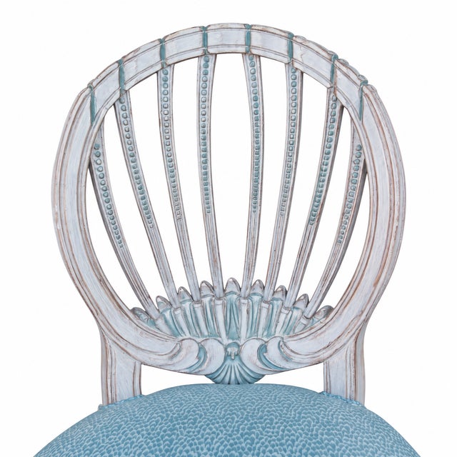 Mid-Century Italian Side Chairs W/ Swedish Gustavian Styling Faux Chintz - Pair For Sale - Image 4 of 5