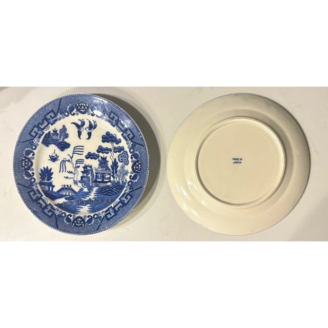 Chinoiserie Blue Willow and Pink Floral Chinoiserie Themed Decorative Plate Curation-Set of 13 For Sale - Image 3 of 9