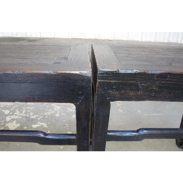 Wood Pair of 19th Century Black Lacquered Side Tables For Sale - Image 7 of 8