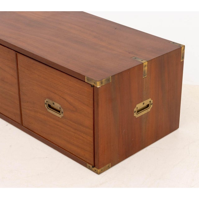 Modern Teak Two-Door Campaign Style Chest For Sale In New York - Image 6 of 9