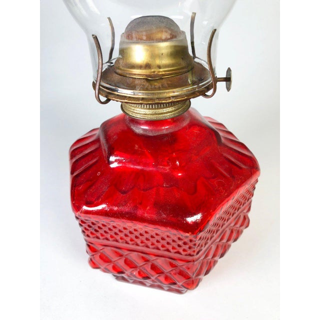 Antique Eagle Red Glass Hurricane Oil Lamp Chairish