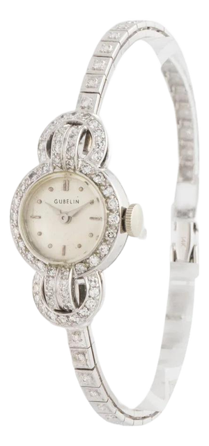 Vintage Gübelin 14k White Gold Classic Diamond Cocktail Watch