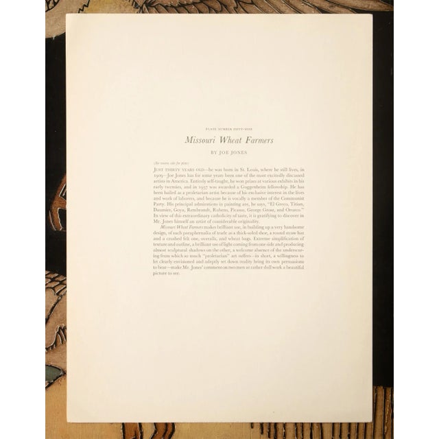 Paper 1939 After Joe Jones "Missouri Wheat Farmers", First Edition Period Offset Lithograph For Sale - Image 7 of 10