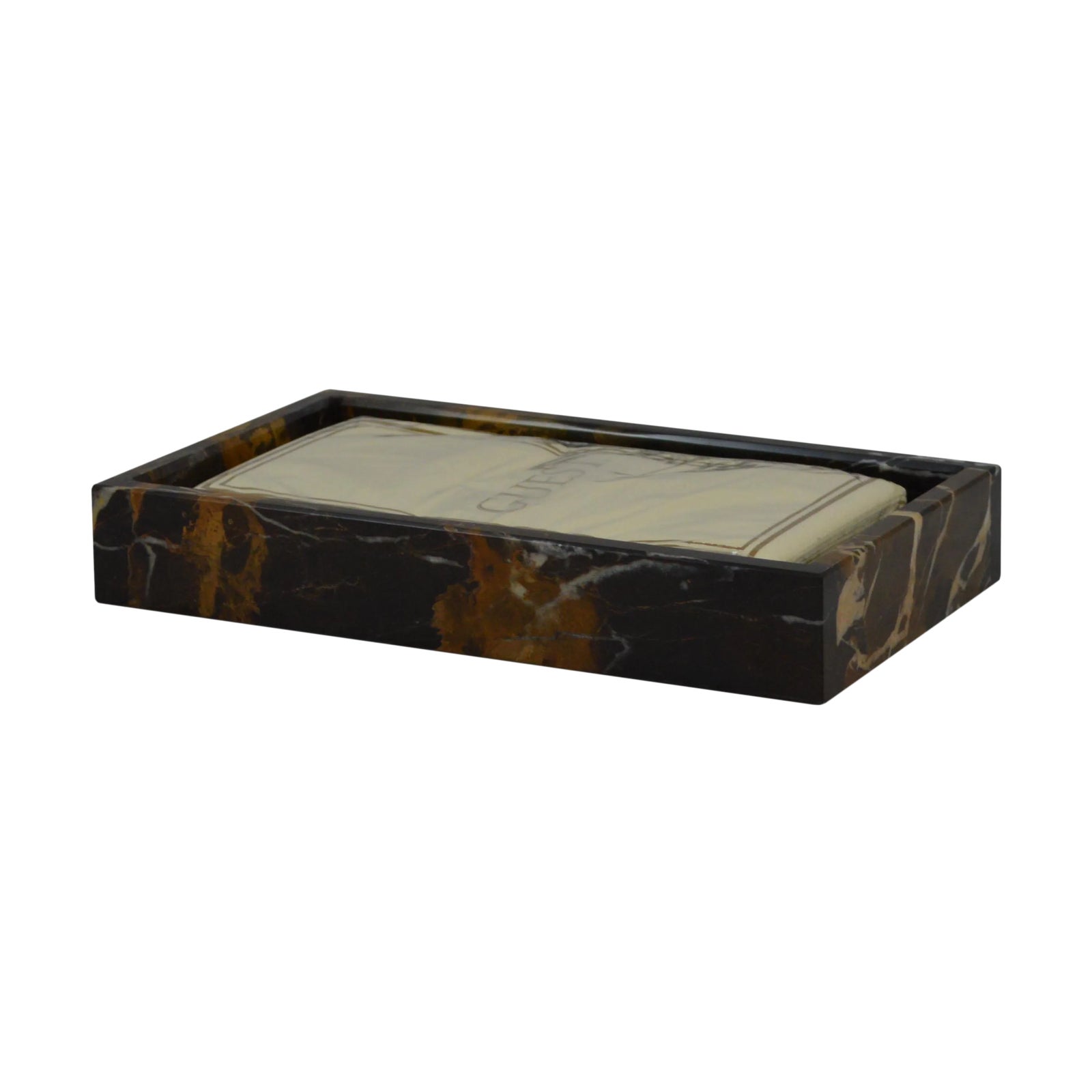 Black & Gold Marble Guest Towel Tray Chairish