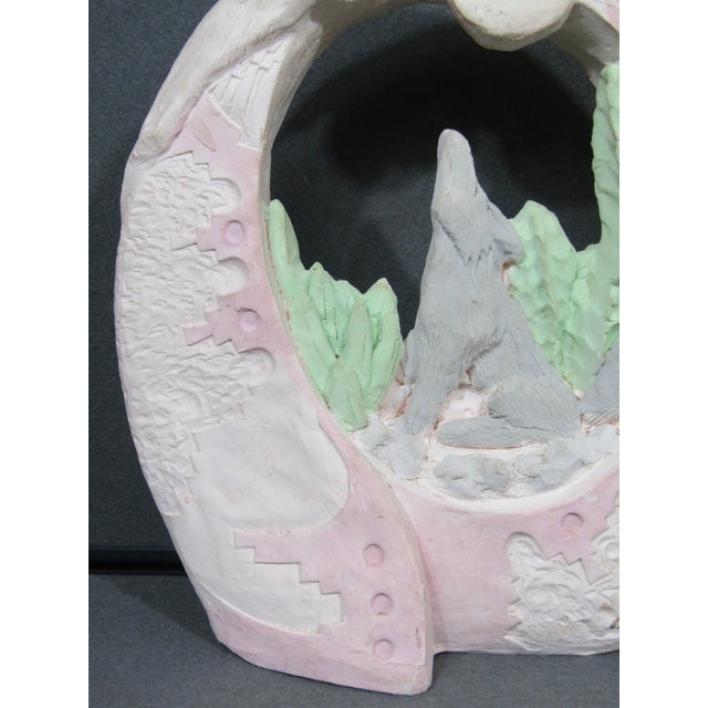 1990s Cantu Comanche “Tribute to Sister Moon” Wolf & Moon Sculpture (1991) For Sale - Image 5 of 11