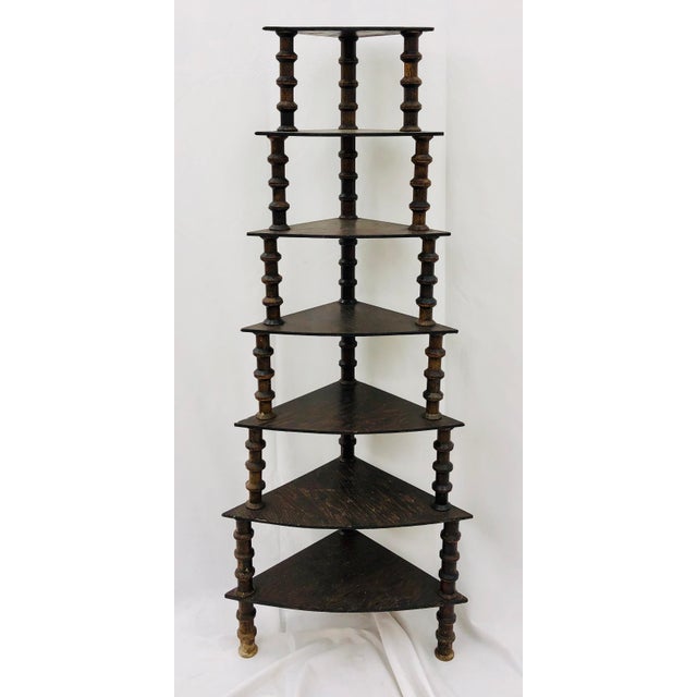 Antique Folk Art Wooden Spindle Corner Shelf Chairish