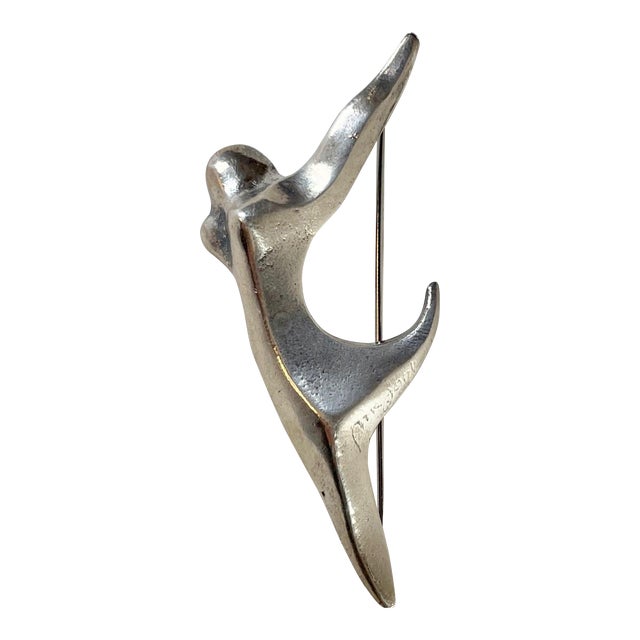 1981 “Dance” Cast Sterling Figural Pin by Nic Jonk For Sale