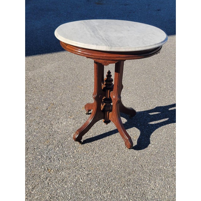 19th Century American Victorian Marble Side Table For Sale - Image 11 of 18