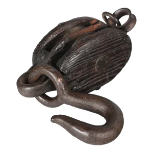 Industrial Wood & Cast Iron Double Block Pulley