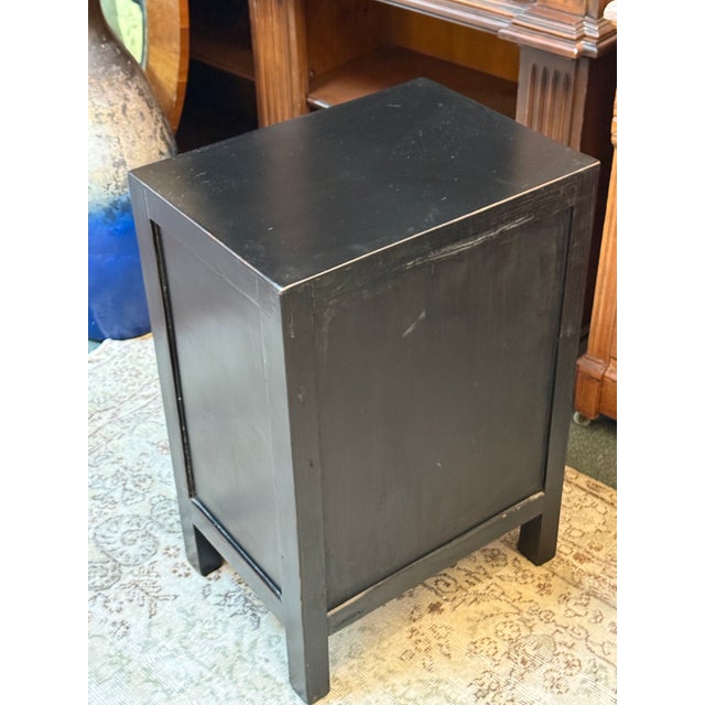 Hand Painted Front Black Nightstand, Cobalt For Sale - Image 10 of 12
