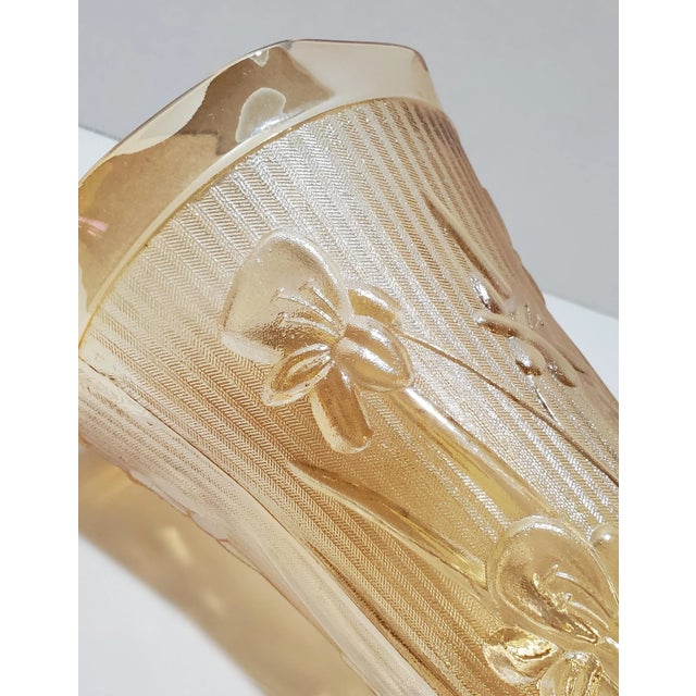 1960s Jeanette Iris Iridescent Flora Gold Vase For Sale - Image 4 of 6