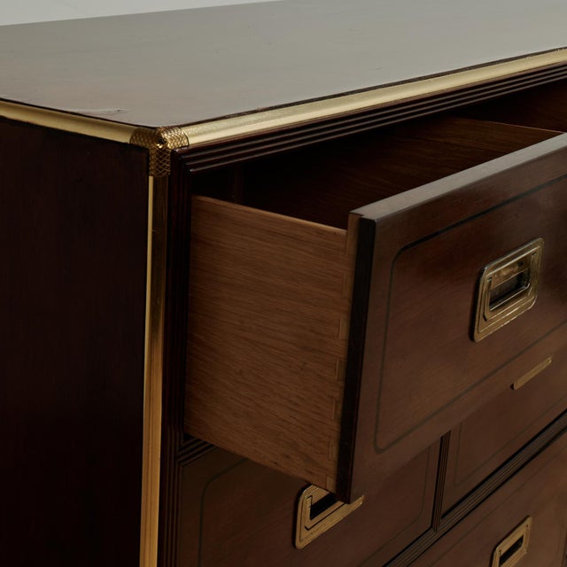 Mid Century Campaign Style Chest of Drawers by Baker For Sale - Image 9 of 14