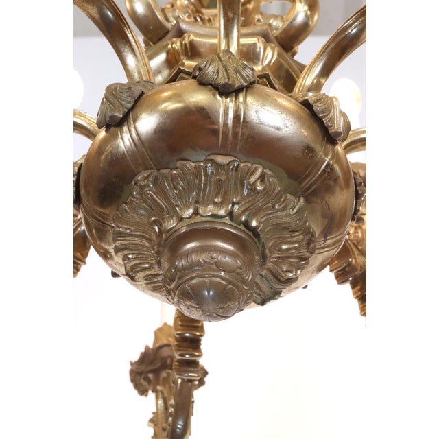 Rococo 12 Arm Bronze Chandelier For Sale - Image 10 of 12