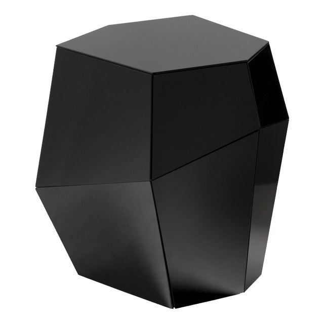 Three Rocks High Side Table in Black Glass from Insidherland For Sale