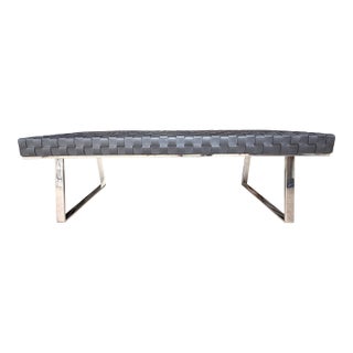 Nuevo Black Leather Bench For Sale
