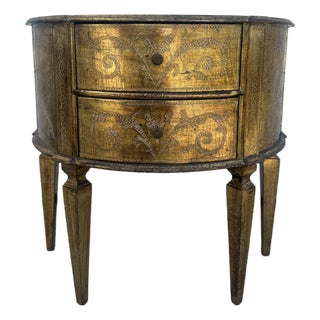 Italian Florentine Two Drawer Side Table/Nightstand For Sale