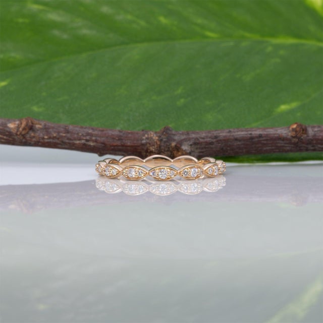 2020s Earth-Mined Diamonds Band in Solid 14k Gold – Fine Jewelry, Gift for Her, Size 6.75 For Sale - Image 5 of 9