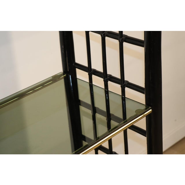 Vintage Shelf in Smoked Glass and Bamboo-Style Frame, 1970s For Sale - Image 14 of 17