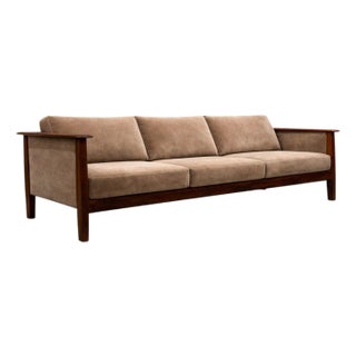 Sofa in Brazilian Rosewood and Warm Taupe Mohair, Fátima, 1960s — Lot 550A For Sale