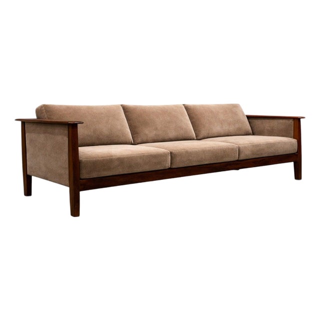 Sofa in Brazilian Rosewood and Warm Taupe Mohair, Fátima, 1960s — Lot 550A For Sale