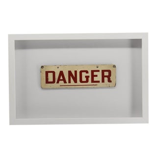 Vintage Metal Danger Sign For Sale