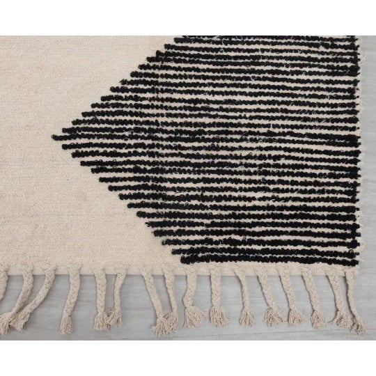 Textile 2020s Black Natural Cotton Handwoven Boho Rug 9x12Ft. For Sale - Image 7 of 11