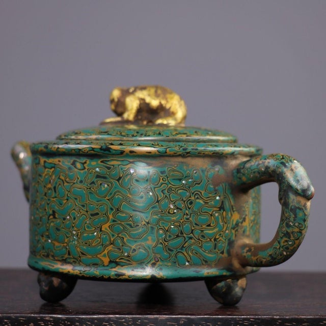 Mid 20th Century Marbled Swirl Lacquer Zisha Teapot - Asian Art Sculpture For Sale In Los Angeles - Image 6 of 7