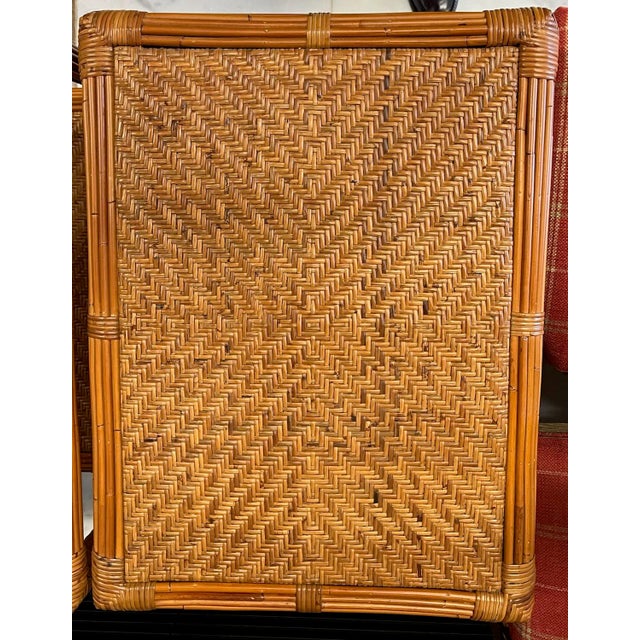 Wood Pair of Tiki Side Tables. Pencil Reed and Cane For Sale - Image 7 of 12