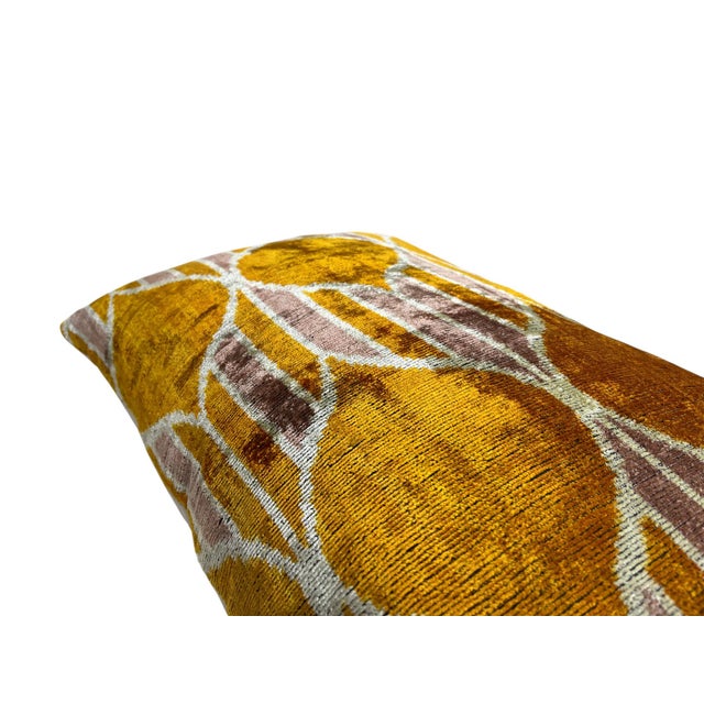 Silk Velvet Lumbar Cushion Cover with Ikat Design For Sale - Image 10 of 11