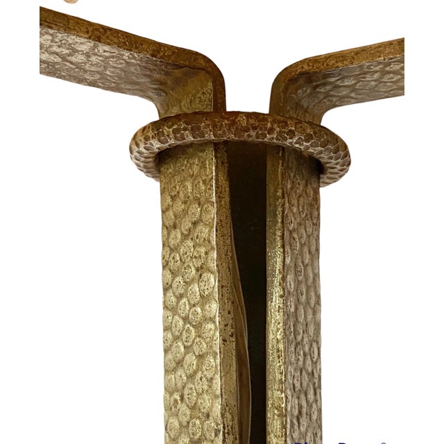 Metal Art Deco Pink Table Lamp Attributed to Edgar Brandt, Muller Freres Luneville, France, 1930s For Sale - Image 7 of 13