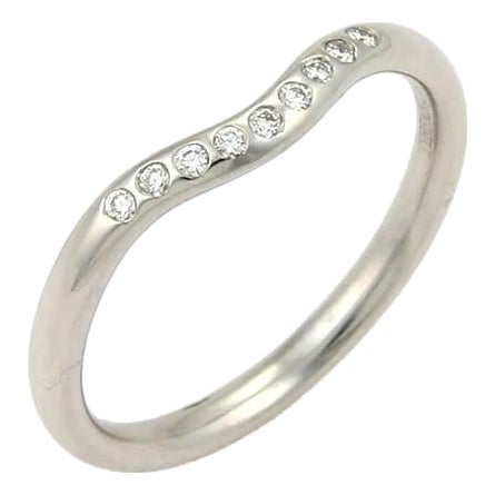 Mid 20th Century Tiffany & Co Elsa Peretti Diamond Curved Band Ring Platinum Size 6 For Sale