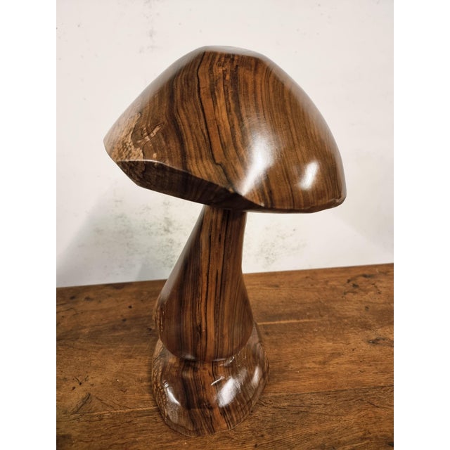 Early 21st Century Hand-Carved Wooden Mushroom Table Lamp with Integrated Led For Sale - Image 5 of 18