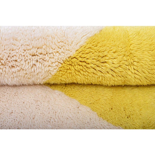 Beige Geometric Hand-Knotted Wool Rug by Azele Studio For Sale - Image 8 of 10