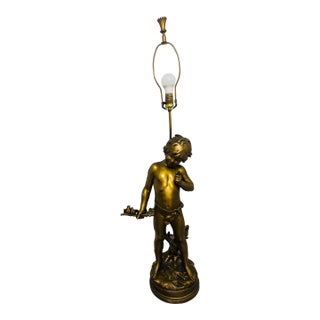 19th Century French Gilt Bronzed Sculpture, Signed Aug. Moreau For Sale