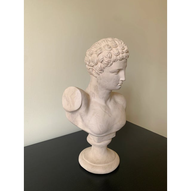 English Vintage Classical Plaster Male Bust of Hermes Sculpture For Sale - Image 3 of 9