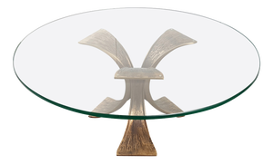 Vintage Brutalist Coffee Table in Bronze and Glass, 1970s