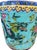 Vintage circa 1920 Chinoiserie porcelain cachepot with turquoise glaze and hand-painted polychrome decoration. Features...