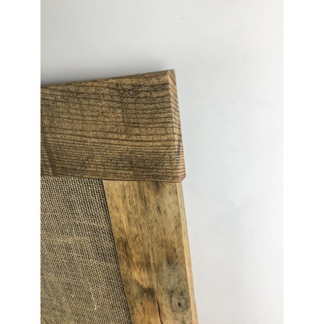 2010s Solid Oak Framed Burlap Pin Board Display For Sale - Image 5 of 11