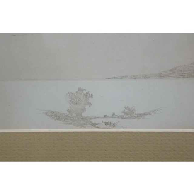 Printmaking Materials Antique Ernest C Rost Country Lake House Cottage Canoe Landscape Etching 39" For Sale - Image 7 of 12